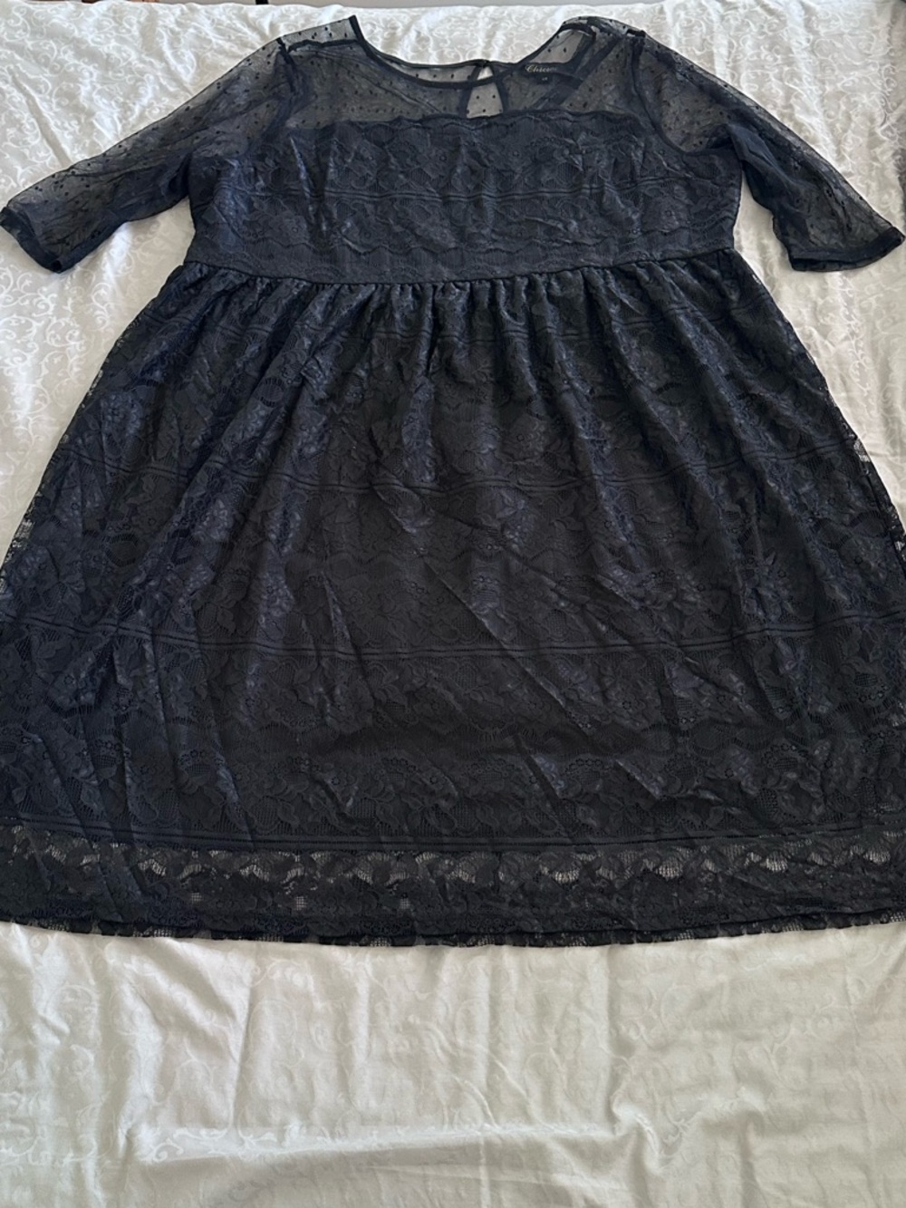 chic Black Lace A-Line Party Dress l